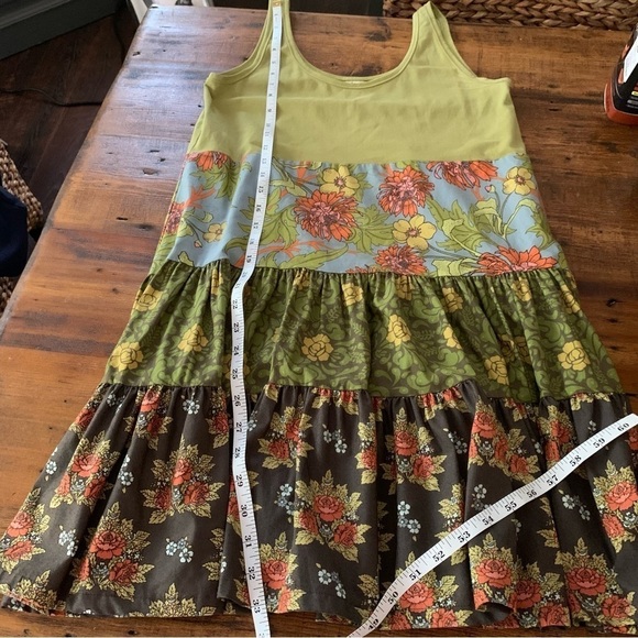 Matilda Jane Green Tiered Floral Patchwork Cottagecore Tank Cotton Dress Sz M - Picture 5 of 6